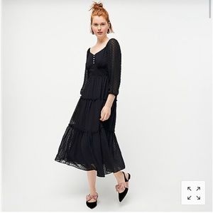 NWT Jcrew Tiered Midi Dress in Swiss dot, 6